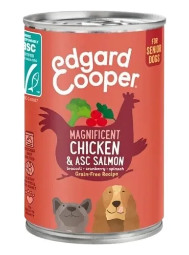 Edgard e Cooper Senior Pollo E Salmone Senza Cereali 400 gr