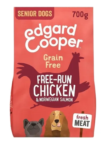 Edgard e Cooper Senior Carne Fresca Di Pollo Allevato A Terra E Salmone Norvegese Senza Cereali 700 gr
