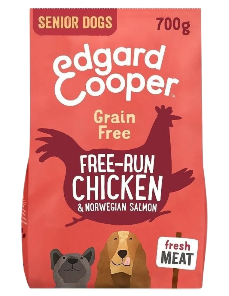Edgard e Cooper Senior Carne Fresca Di Pollo Allevato A Terra E Salmone Norvegese Senza Cereali 700 gr  