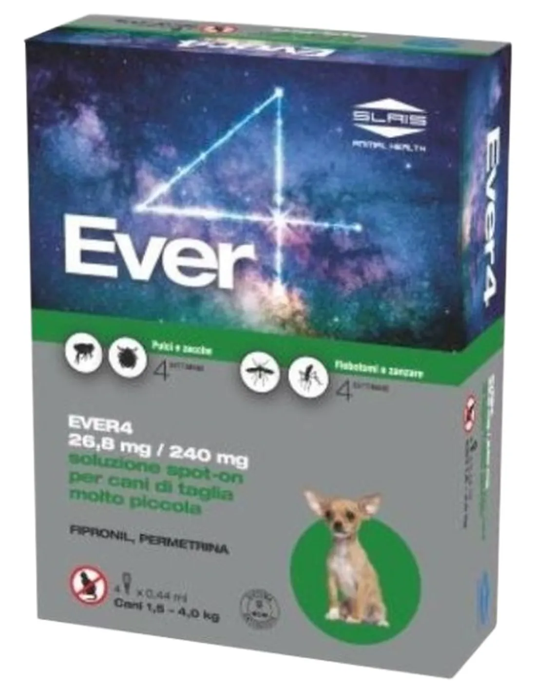 Slais ever 4 spot on 4 pipette cani 1,5-4 kg taglia molto piccola   Slais ever 4 spot on 4 pipette cani 1,5-4 kg taglia molto piccola