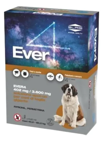 Slais ever 4 spot on 4 pipette cani 40-60 kg taglia gigante  