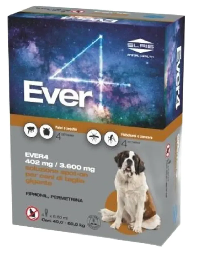 Slais ever 4 spot on 4 pipette cani 40-60 kg taglia gigante  