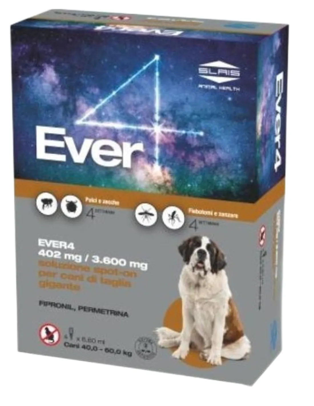 Slais ever 4 spot on 4 pipette cani 40-60 kg taglia gigante  