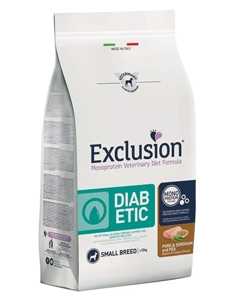Exclusion diet formula diabetic maiale sorgo e piselli small breed 2 kg  