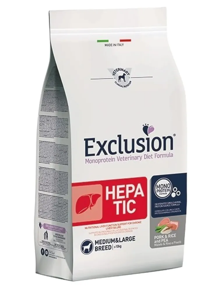 Exclusion diet formula hepatic maiale riso e piselli medium large breed 2 kg  