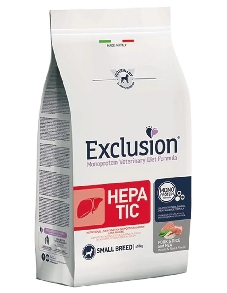 Exclusion diet formula hepatic maiale riso e piselli small breed 2 kg  