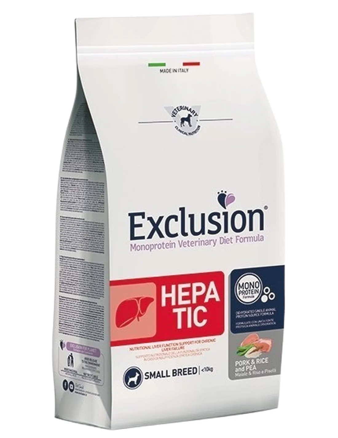 Exclusion diet formula hepatic maiale riso e piselli small breed 2 kg  