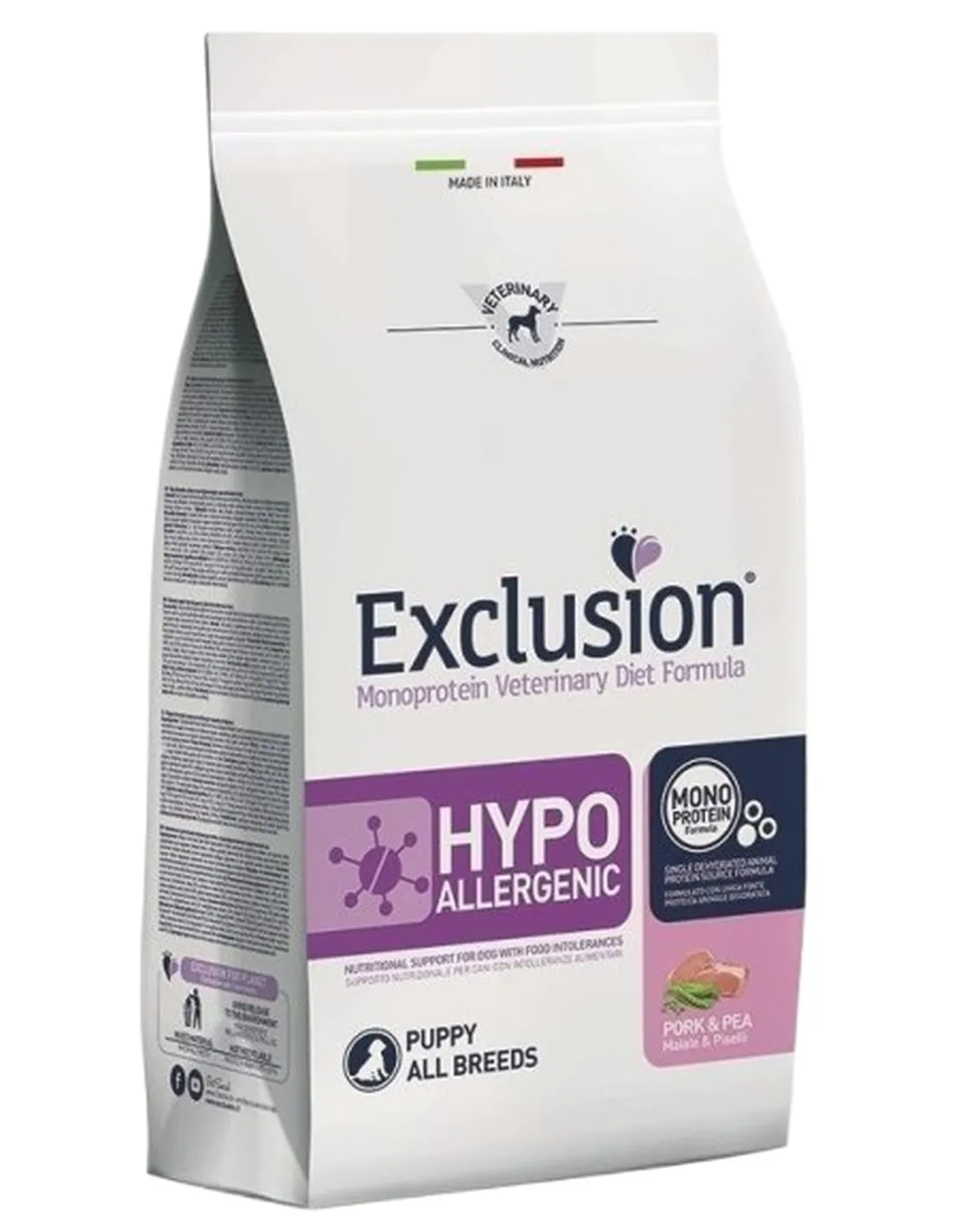 Exclusion diet formula hypoallergenic puppy maiale e piselli all breeds 12 kg  