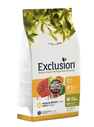Exclusion mediterraneo adult medium breed manzo 12 kg