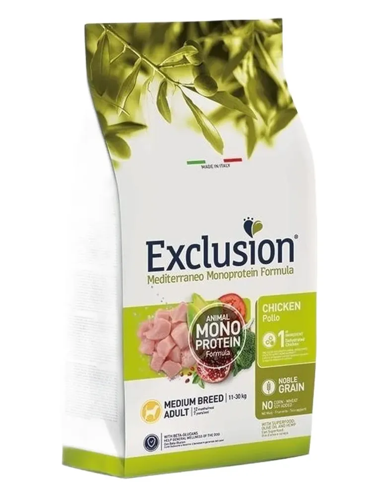 Exclusion mediterraneo adult medium breed pollo 12 kg  