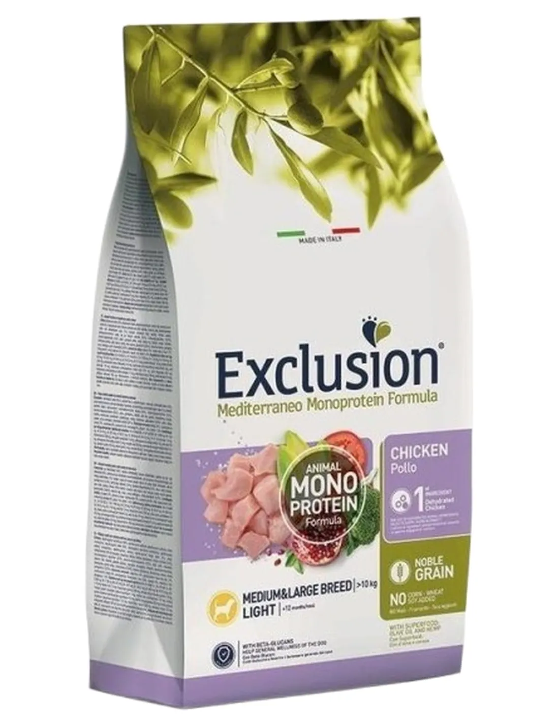 Exclusion mediterraneo adult light medium e large breed pollo 3 kg   Exclusion mediterraneo adult light medium e large breed pollo 3 kg