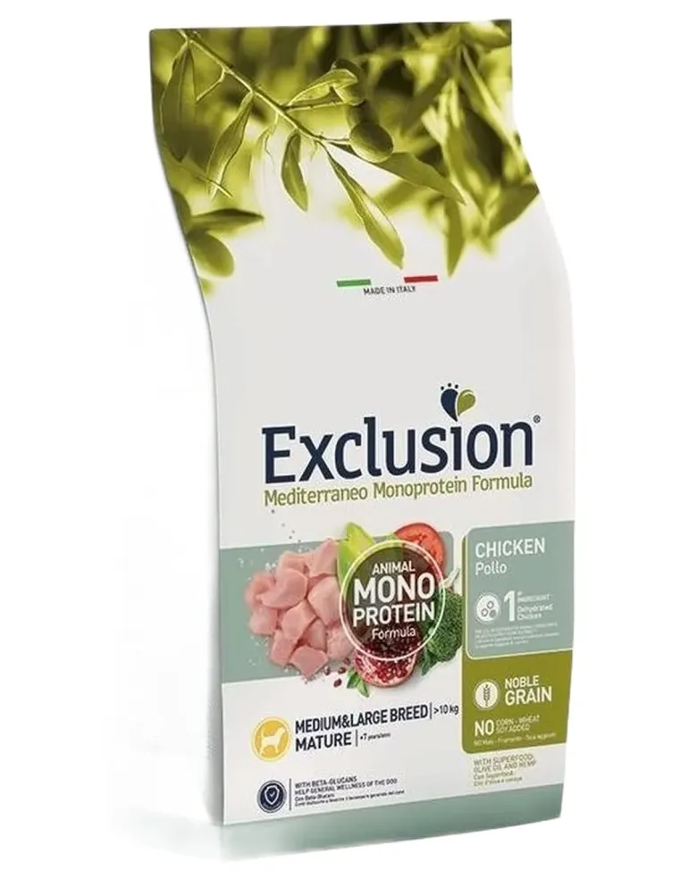 Exclusion mediterraneo mature medium e large breed pollo 3 kg  