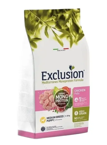 Exclusion mediterraneo puppy medium breed pollo 12 kg