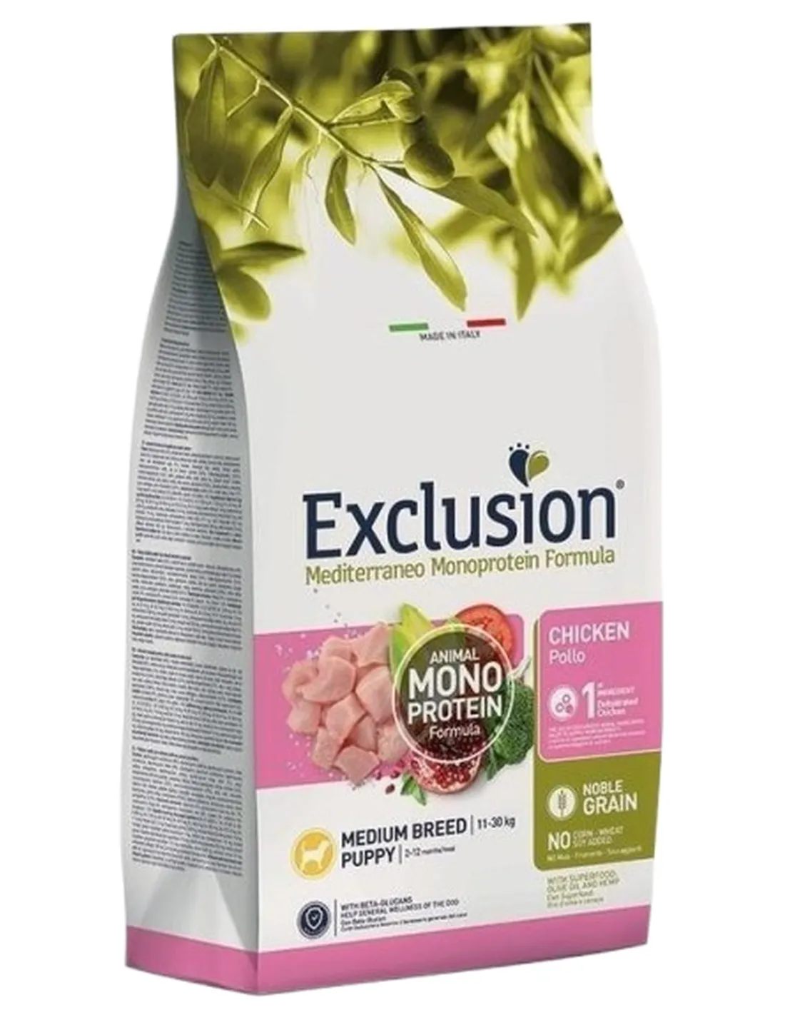 Exclusion mediterraneo puppy medium breed pollo 12 kg  