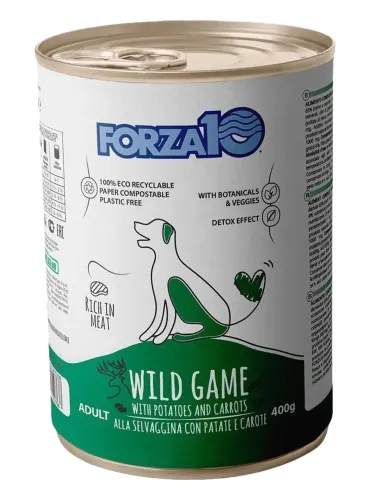 Forza 10 cane adult mantenimento wild game selvaggina con patate e carote 400 gr  