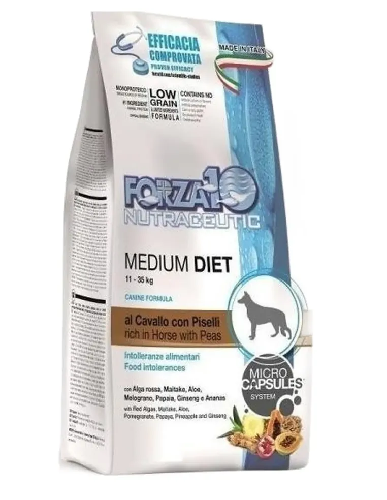 Forza 10 cane medium diet low grain al cavallo e piselli 12 kg  