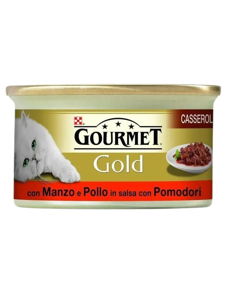 Gourmet gold casserole con manzo e pollo in salsa con pomodori 85 gr  