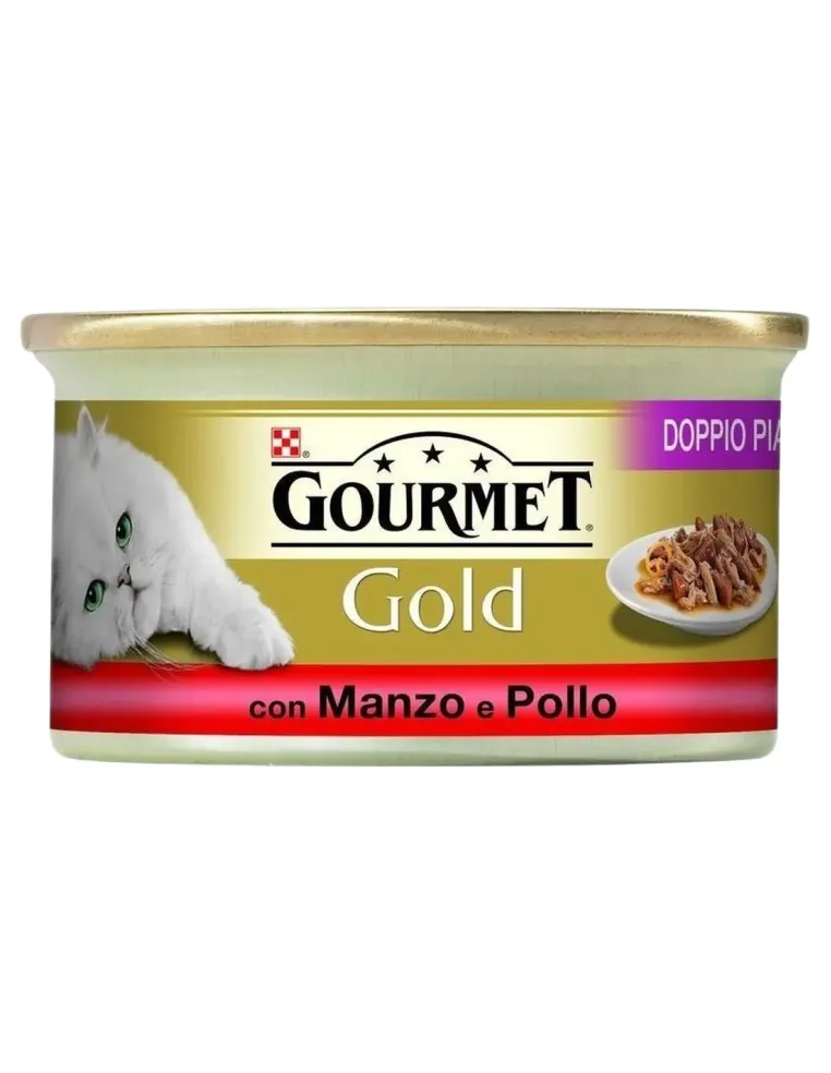 Gourmet gold doppio piacere con manzo e pollo 85 gr  