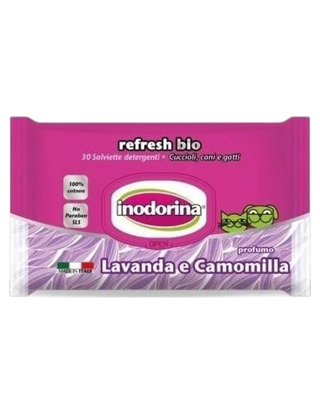 Inodorina refresh bio salviette al profumo di lavanda e camomilla  