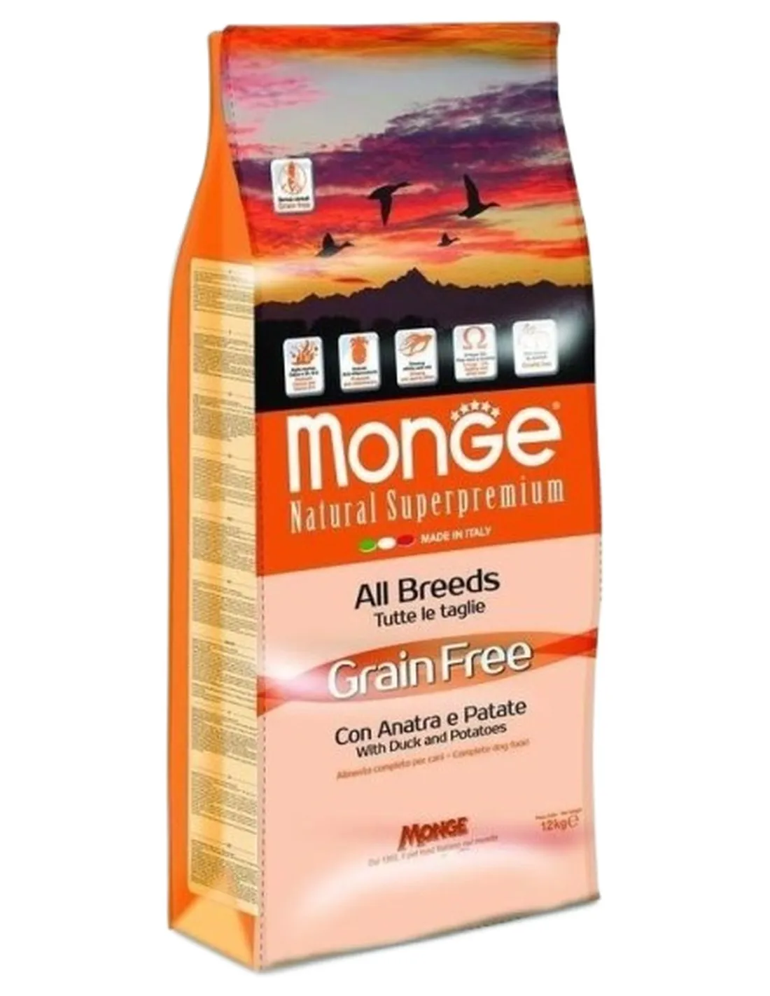 Monge cane grain free all breeds anatra e patate 12 kg  
