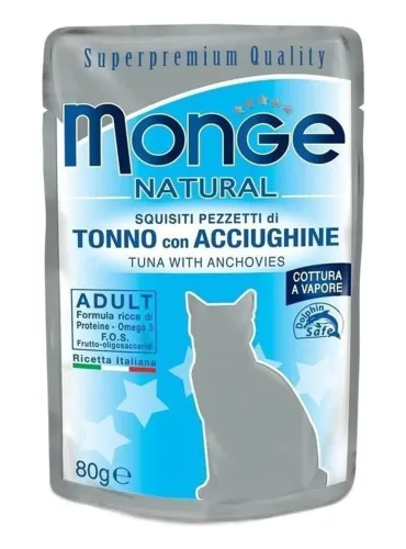 Monge gatto adult tonno con acciughine bustina 80 gr