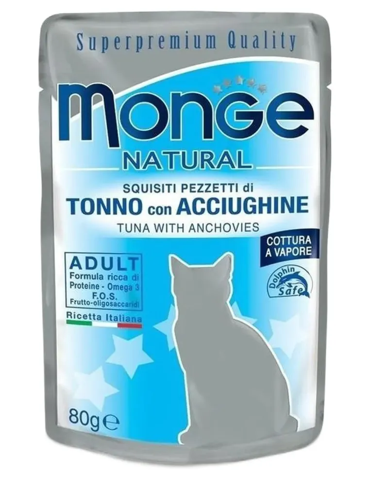 Monge gatto adult tonno con acciughine bustina 80 gr  