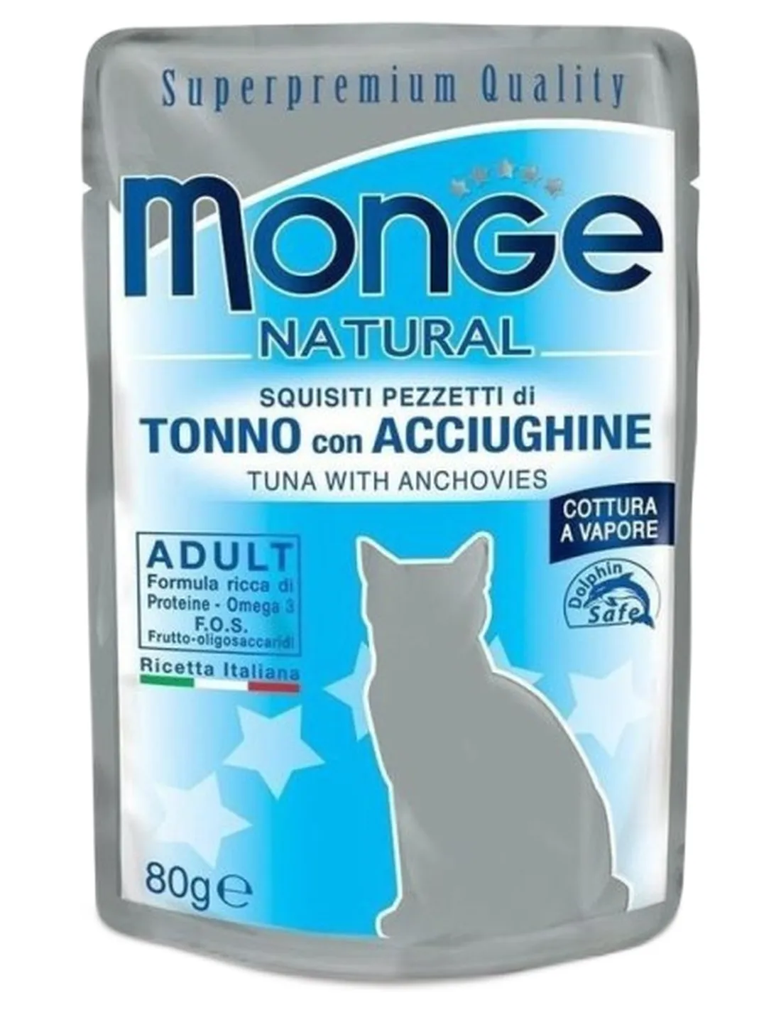 Monge gatto adult tonno con acciughine bustina 80 gr   Monge gatto adult tonno con acciughine bustina 80 gr