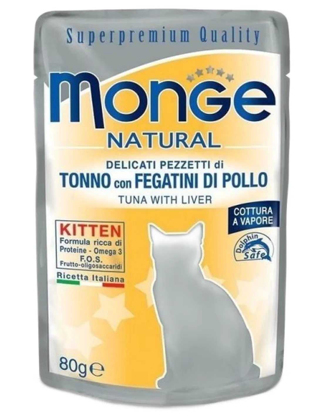 Monge gatto kitten tonno con fegatini di pollo bustina 80 gr  