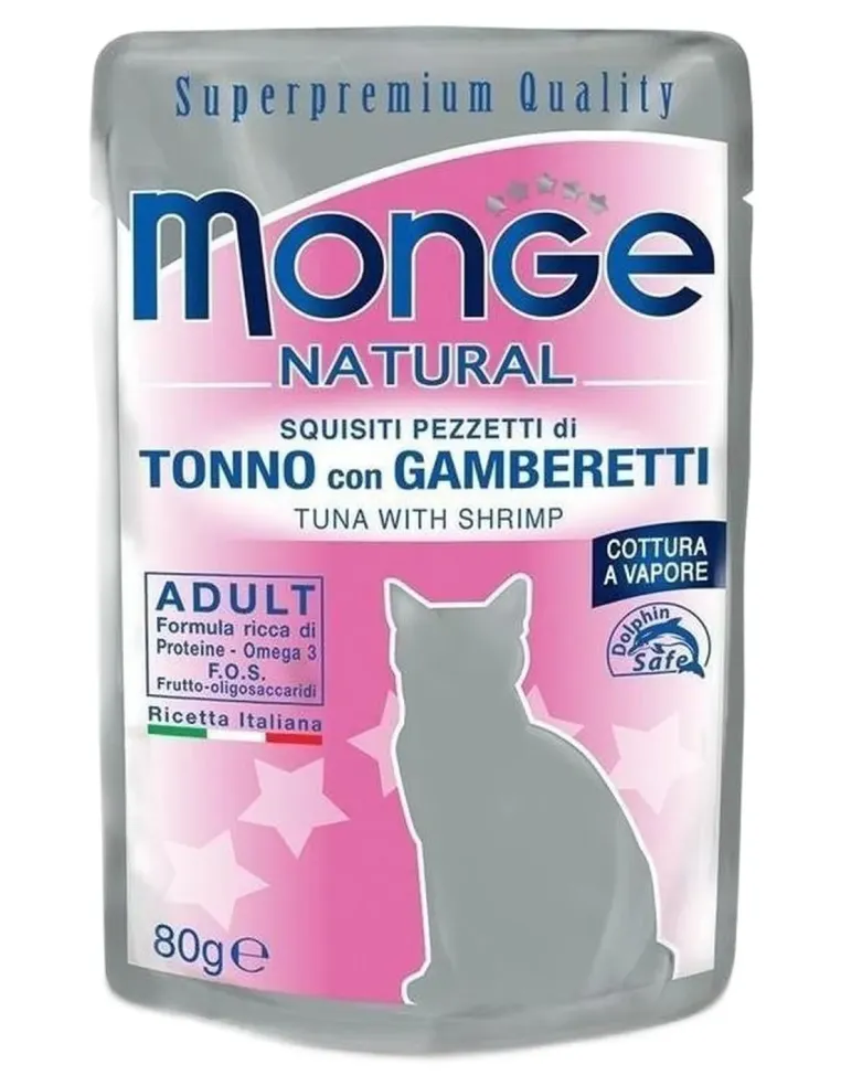 Monge gatto adult tonno con gamberetti bustina 80 gr  
