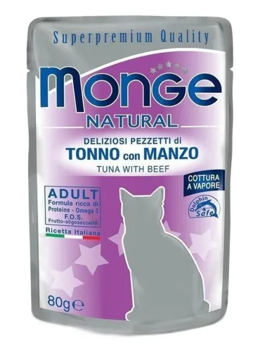 Monge gatto adult tonno con manzo bustina 80 gr  