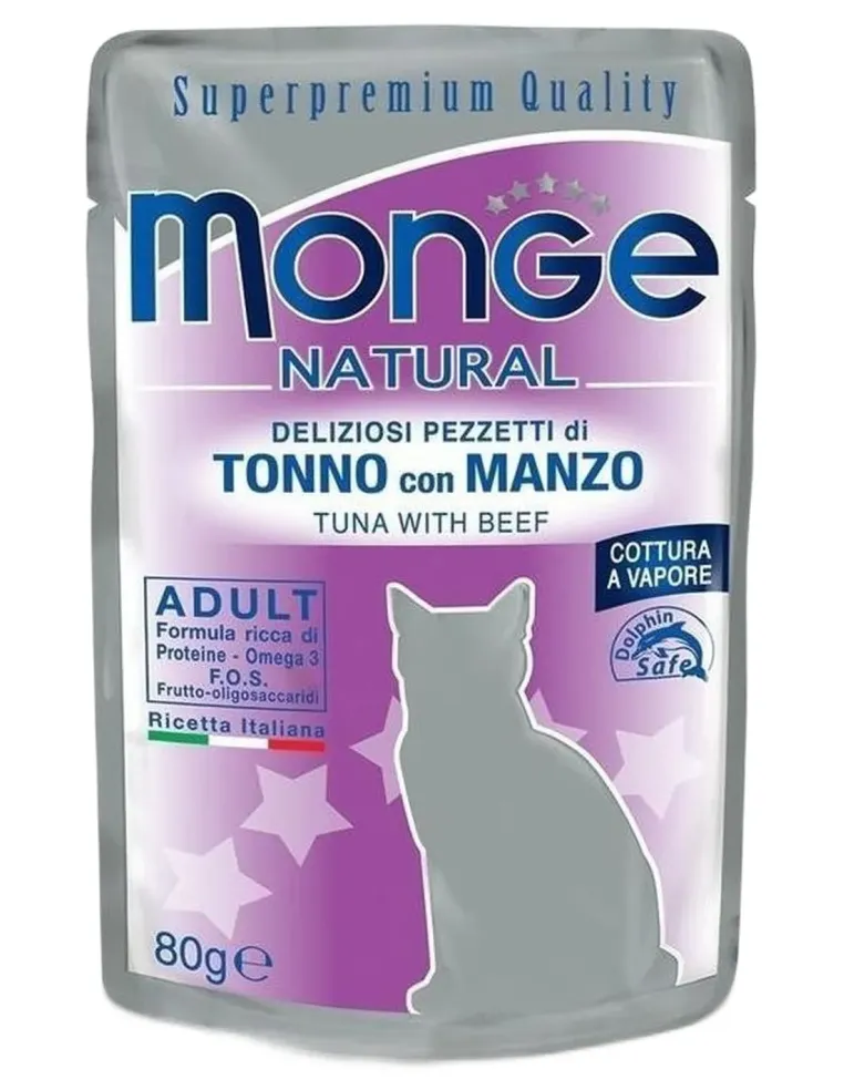 Monge gatto adult tonno con manzo bustina 80 gr  