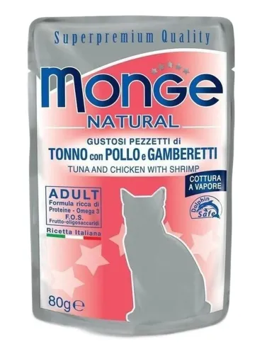 Monge gatto adult tonno con pollo e gamberetti bustina 80 gr  