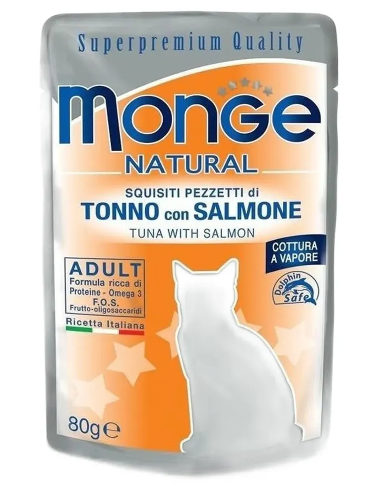 Monge gatto adult tonno con salmone bustina 80 gr  