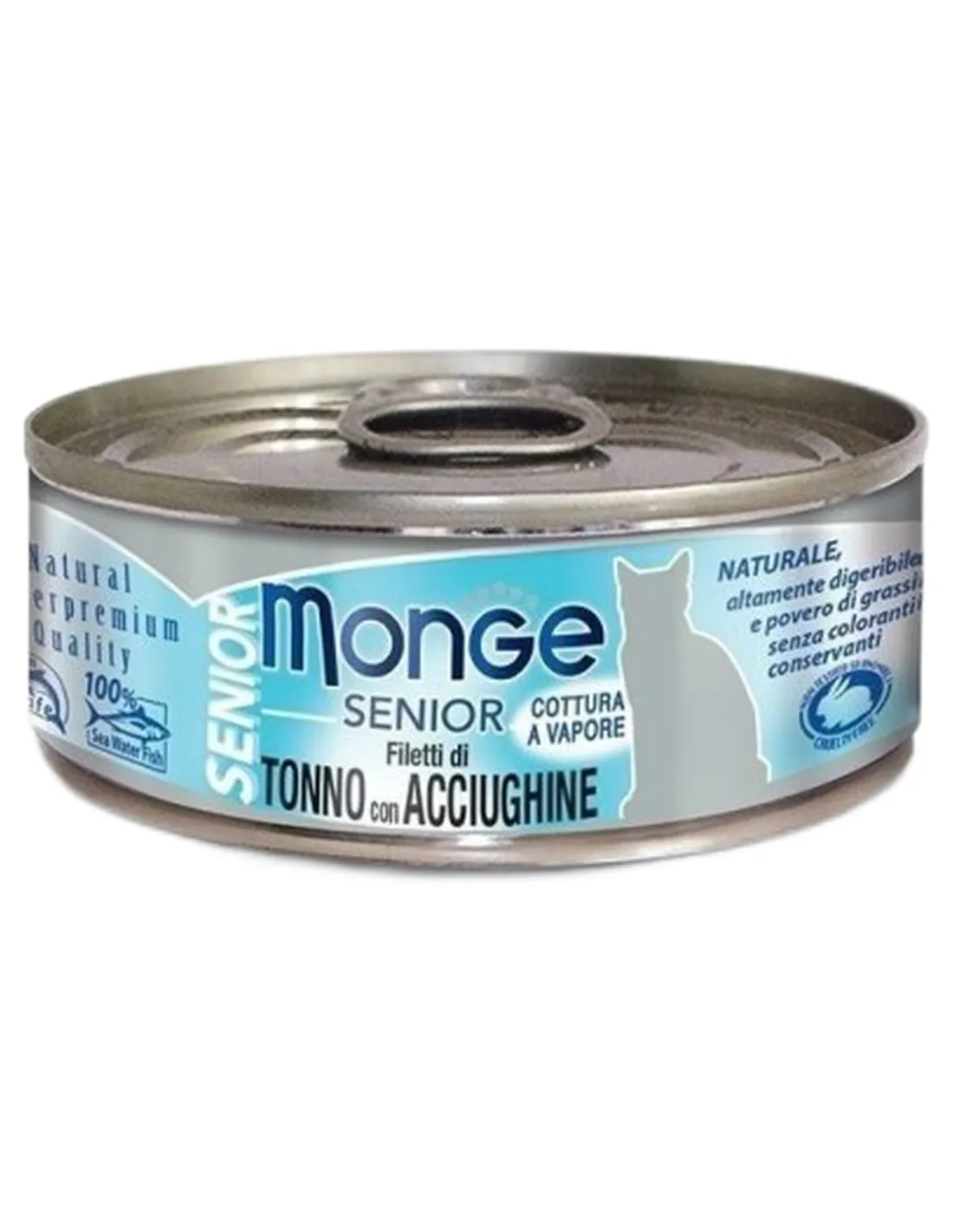 Monge gatto senior filetti di tonno con acciughine 80 gr   Monge gatto senior filetti di tonno con acciughine 80 gr