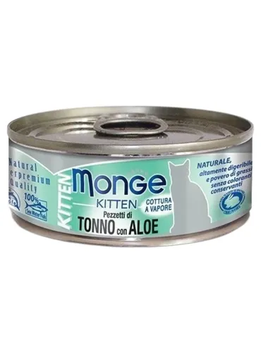 Monge gatto kitten pezzetti di tonno bonito con aloe in gelatina 80 gr  
