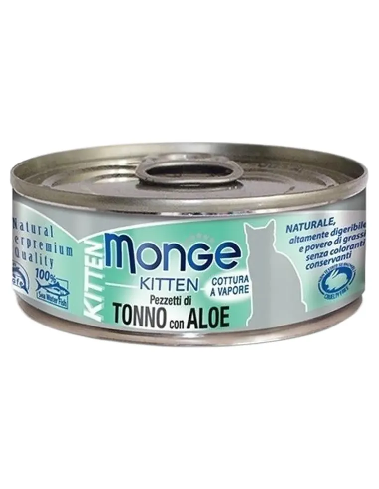 Monge gatto kitten pezzetti di tonno bonito con aloe in gelatina 80 gr  
