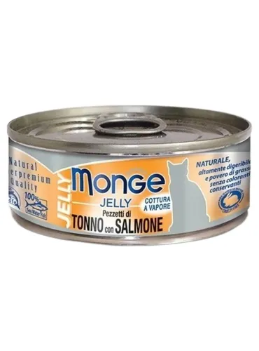 Monge gatto jelly pezzetti di tonno bonito con salmone 80 gr