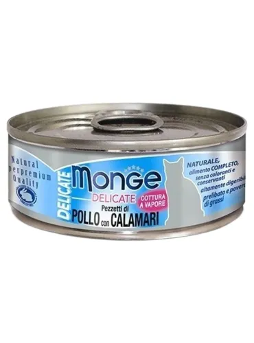 Monge gatto delicate pezzetti di pollo con calamari 80 gr