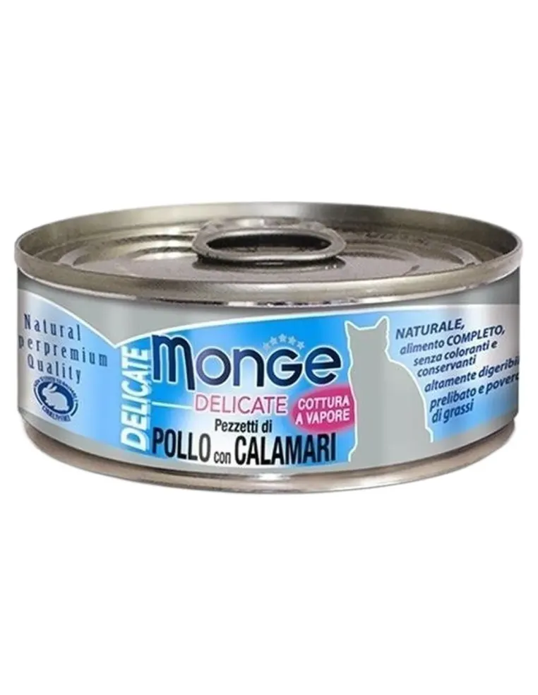 Monge gatto delicate pezzetti di pollo con calamari 80 gr  