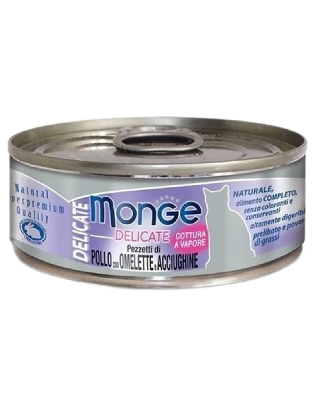 Monge gatto delicate pezzetti di pollo con omelette e acciughine 80 gr   Monge gatto delicate pezzetti di pollo con omelette e acciughine 80 gr