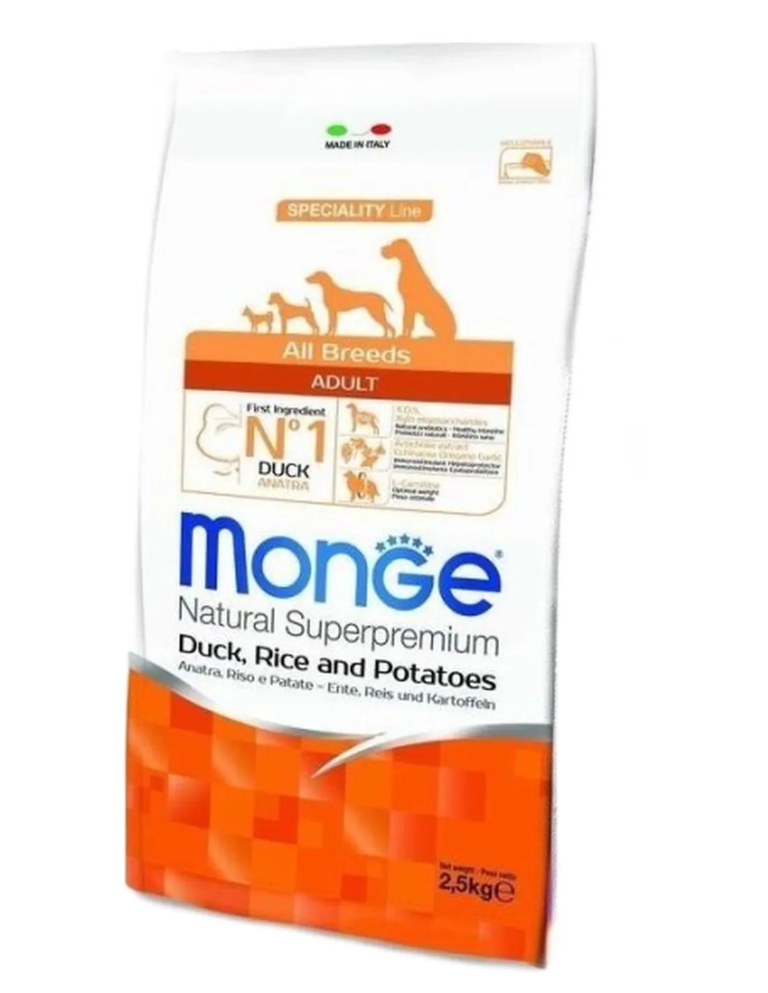 Monge cane adult all breeds anatra riso e patate 2,5 kg  