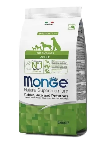 Monge cane adult all breeds coniglio riso e patate 2,5 kg