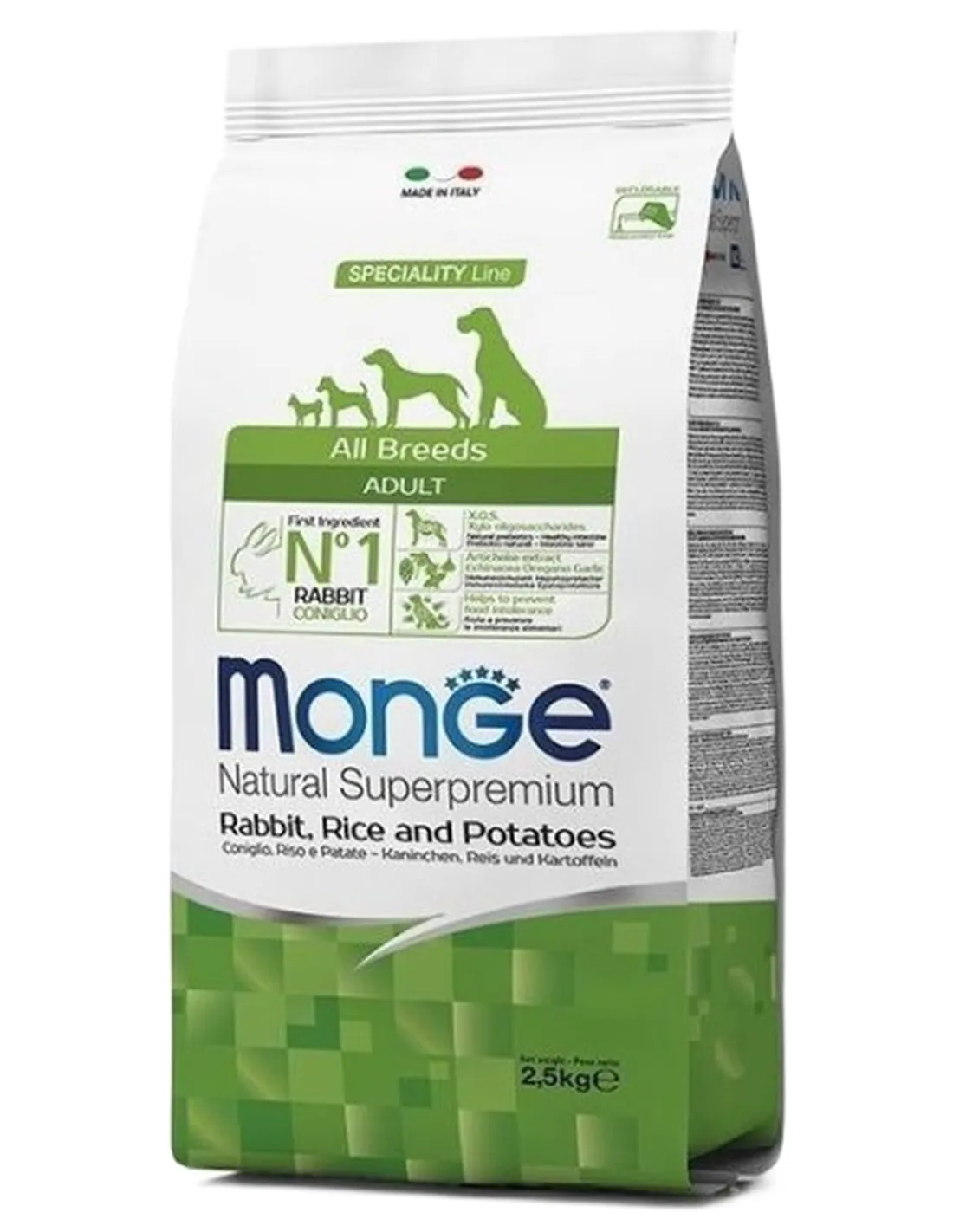 Monge cane adult all breeds coniglio riso e patate 2,5 kg  