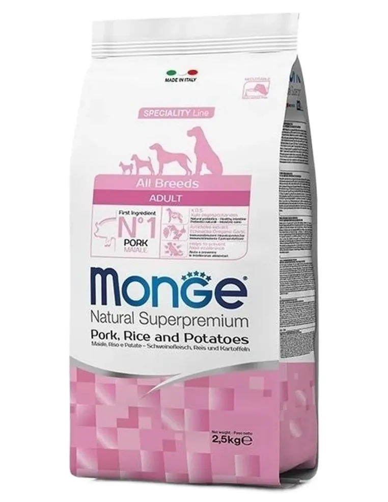 Monge cane adult all breeds maiale riso e patate 12 kg  