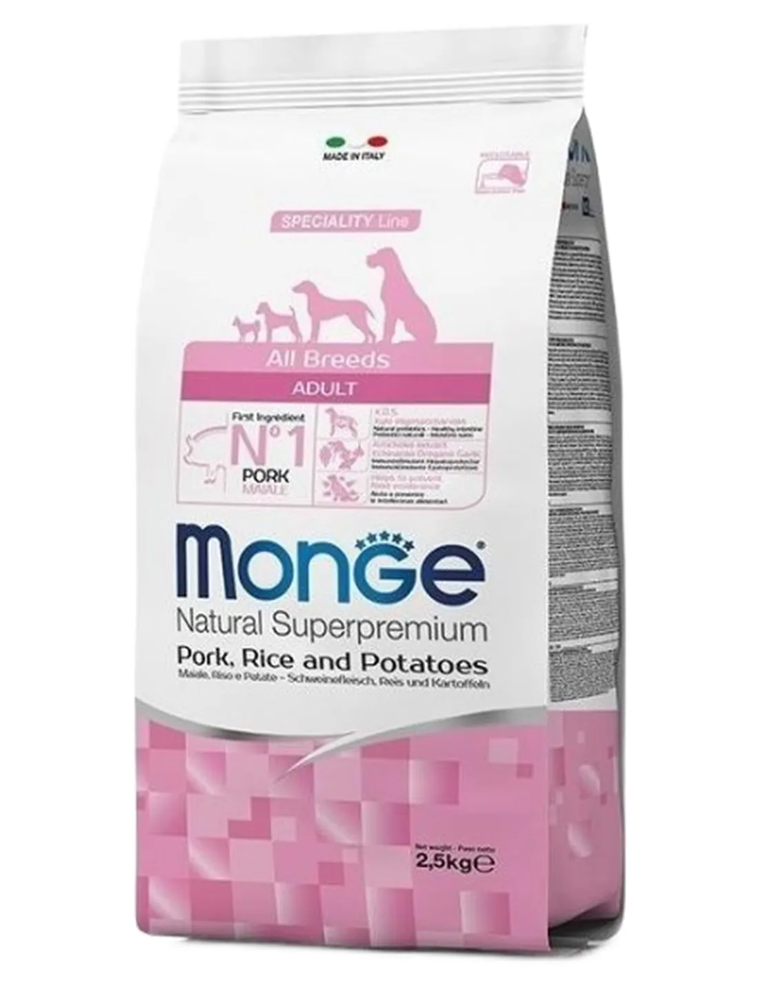 Monge cane adult all breeds maiale riso e patate 12 kg  