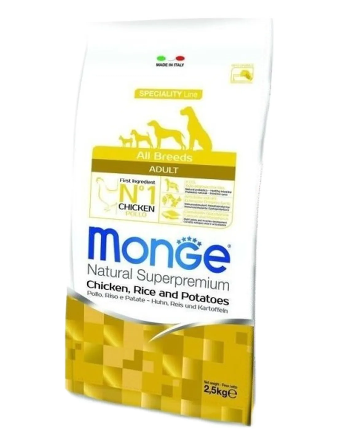 Monge cane adult all breeds pollo riso e patate 2,5 kg  