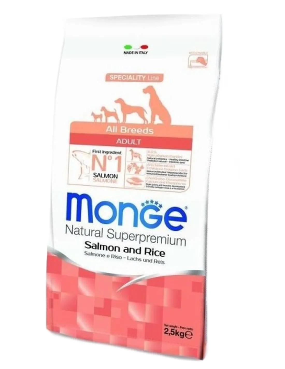 Monge cane adult all breeds salmone e riso 2,5 kg  