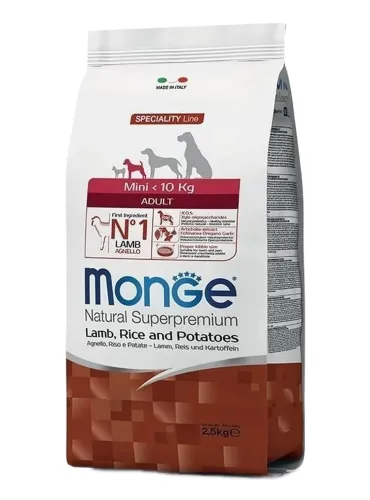 Monge cane mini adult agnello riso e patate 7,5 kg  