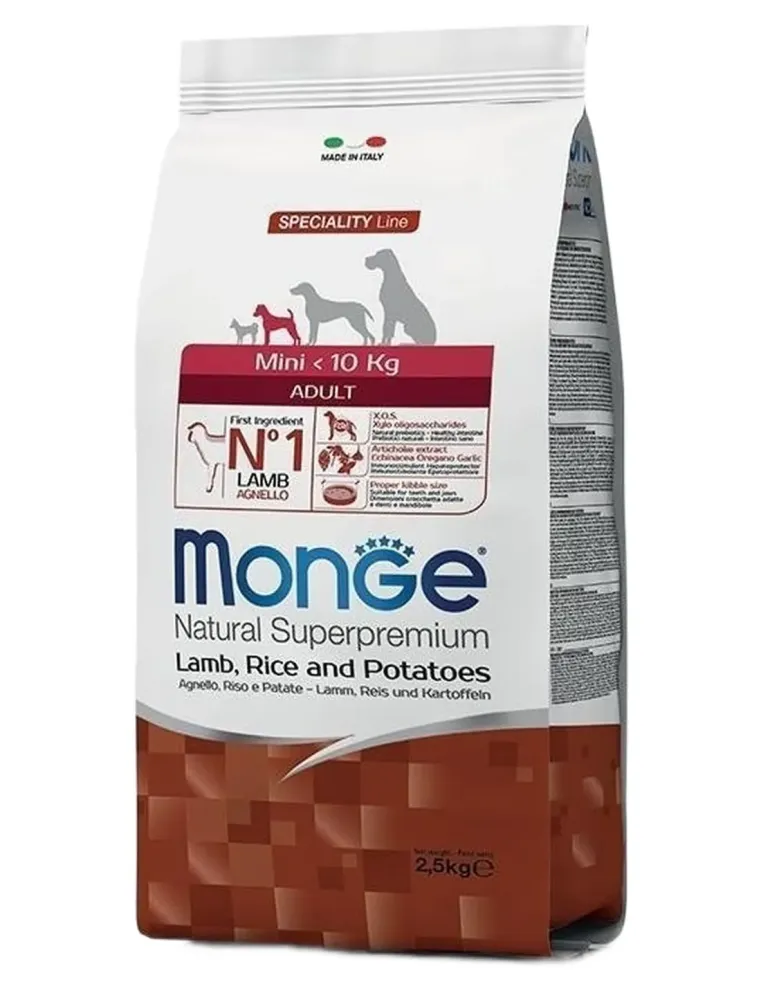 Monge cane mini adult agnello riso e patate 7,5 kg  