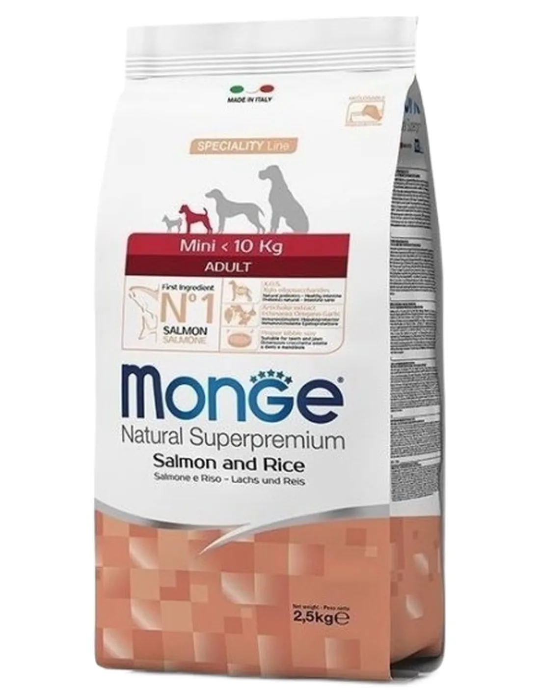 Monge cane adult mini salmone e riso 2,5 kg  